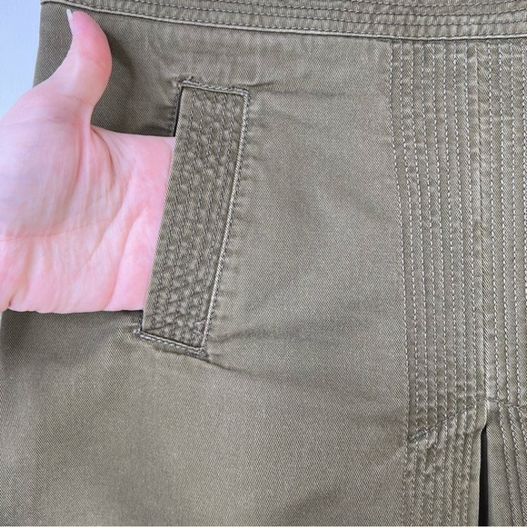 J Crew Womens Chino A Line Skirt Size 0 Olive Green Y2K Knee Length Casual FLAW - Picture 2 of 8